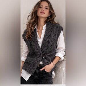 Ted Baker cable knit chunky sleeveless cardigan sweater